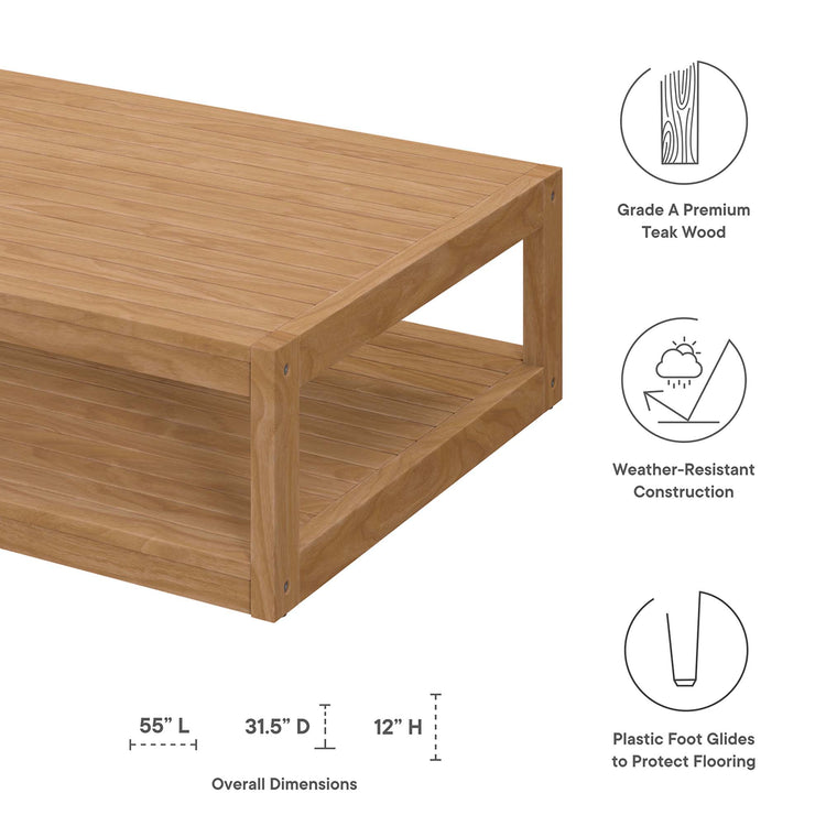 Carlsbad Teak Wood Outdoor Patio Coffee Table - Default Title