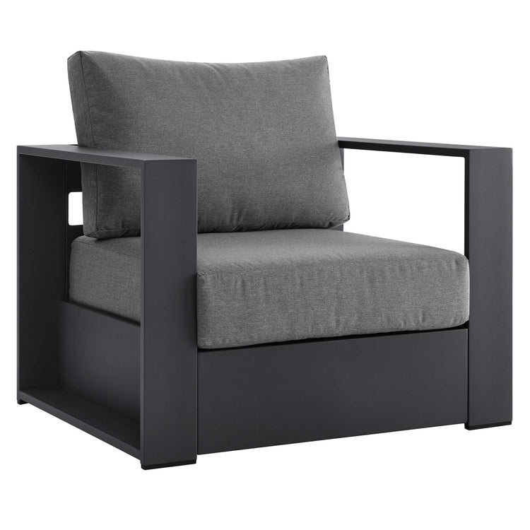 Tahoe Outdoor Patio Powder-Coated Aluminum Armchair - Gray Charcoal