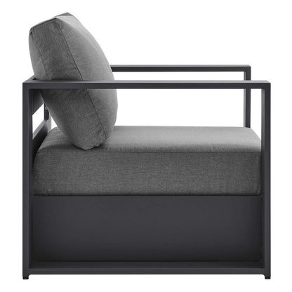 Tahoe Outdoor Patio Powder-Coated Aluminum Armchair - Gray Charcoal