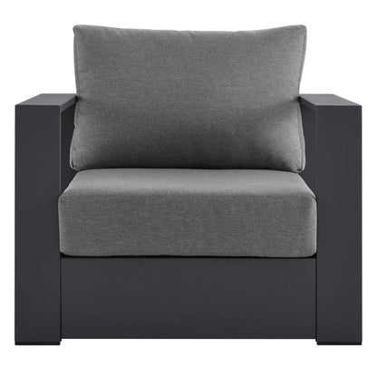 Tahoe Outdoor Patio Powder-Coated Aluminum Armchair - Gray Charcoal