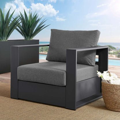 Tahoe Outdoor Patio Powder-Coated Aluminum Armchair - Gray Charcoal