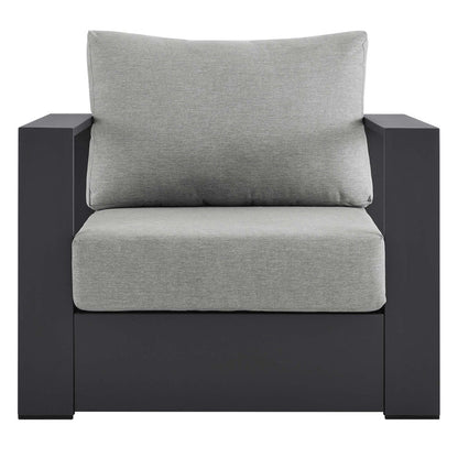 Tahoe Outdoor Patio Powder-Coated Aluminum Armchair - Gray Gray