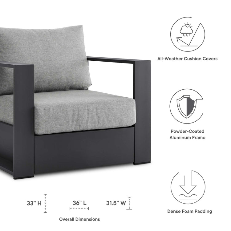Tahoe Outdoor Patio Powder-Coated Aluminum Armchair - Gray Gray