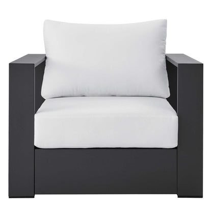 Tahoe Outdoor Patio Powder-Coated Aluminum Armchair - Gray White