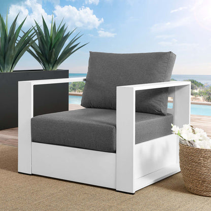 Tahoe Outdoor Patio Powder-Coated Aluminum Armchair - White Charcoal