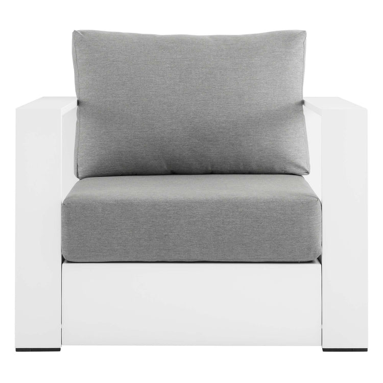 Tahoe Outdoor Patio Powder-Coated Aluminum Armchair - White Gray