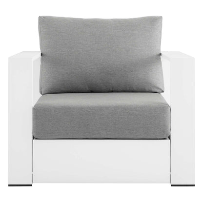 Tahoe Outdoor Patio Powder-Coated Aluminum Armchair - White Gray