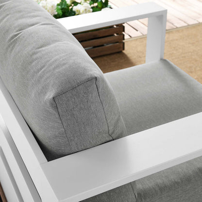 Tahoe Outdoor Patio Powder-Coated Aluminum Armchair - White Gray
