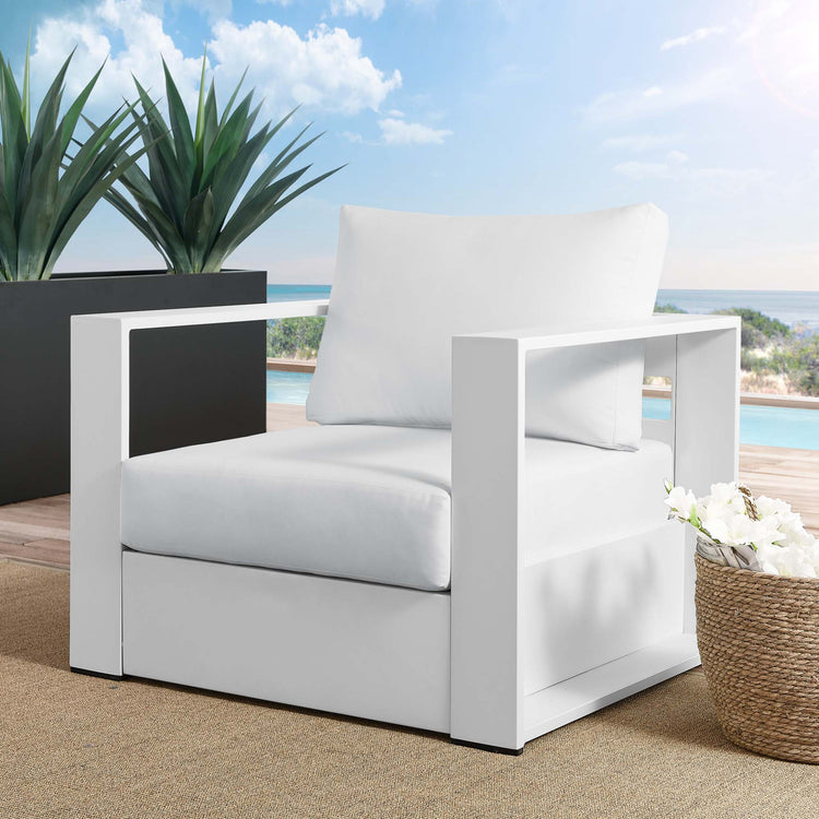 Tahoe Outdoor Patio Powder-Coated Aluminum Armchair - White White