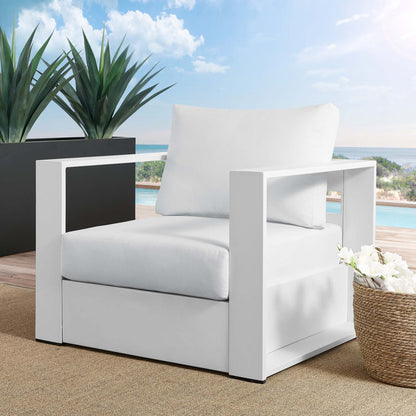Tahoe Outdoor Patio Powder-Coated Aluminum Armchair - White White