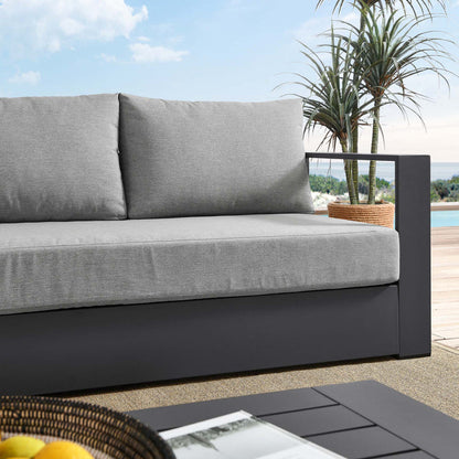 Tahoe Outdoor Patio Powder-Coated Aluminum Sofa - Gray Gray