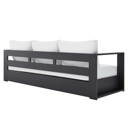 Tahoe Outdoor Patio Powder-Coated Aluminum Sofa - Gray White