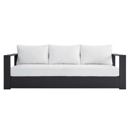 Tahoe Outdoor Patio Powder-Coated Aluminum Sofa - Gray White