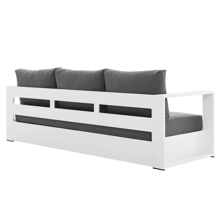 Tahoe Outdoor Patio Powder-Coated Aluminum Sofa - White Charcoal