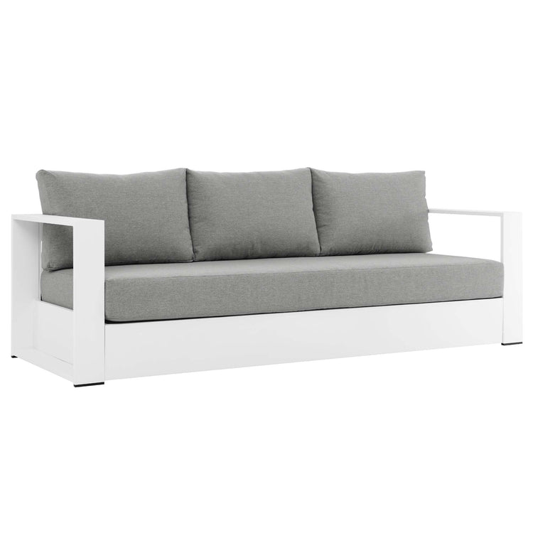 Tahoe Outdoor Patio Powder-Coated Aluminum Sofa - White Gray