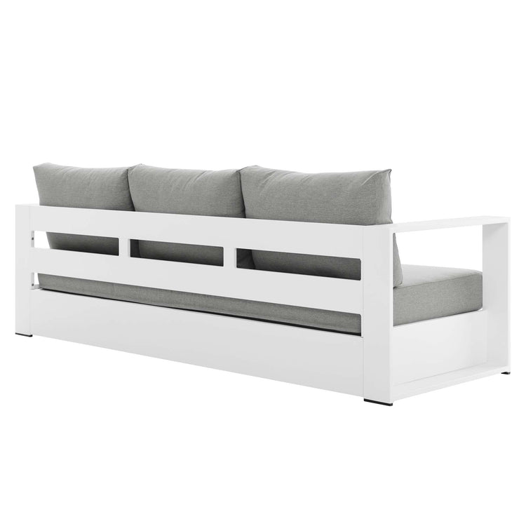 Tahoe Outdoor Patio Powder-Coated Aluminum Sofa - White Gray