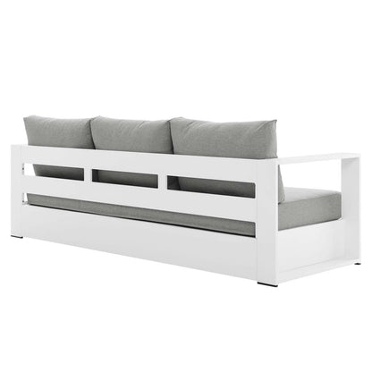 Tahoe Outdoor Patio Powder-Coated Aluminum Sofa - White Gray