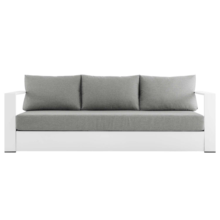 Tahoe Outdoor Patio Powder-Coated Aluminum Sofa - White Gray