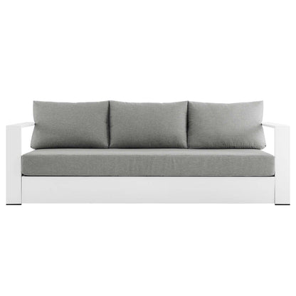 Tahoe Outdoor Patio Powder-Coated Aluminum Sofa - White Gray