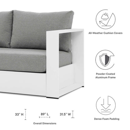 Tahoe Outdoor Patio Powder-Coated Aluminum Sofa - White Gray