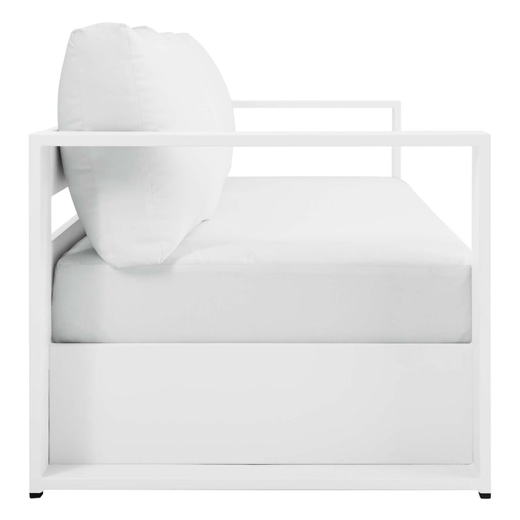 Tahoe Outdoor Patio Powder-Coated Aluminum Sofa - White White