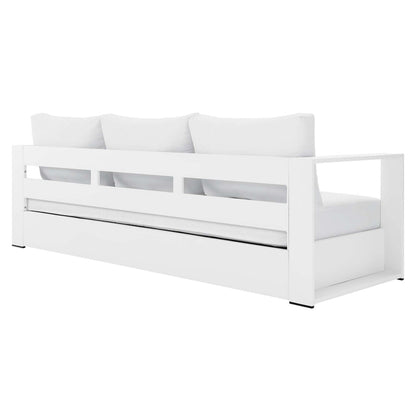 Tahoe Outdoor Patio Powder-Coated Aluminum Sofa - White White