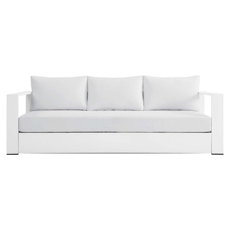 Tahoe Outdoor Patio Powder-Coated Aluminum Sofa - White White