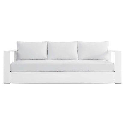 Tahoe Outdoor Patio Powder-Coated Aluminum Sofa - White White