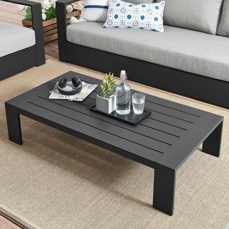 Tahoe Outdoor Patio Powder-Coated Aluminum Coffee Table - Gray
