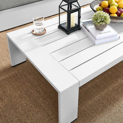 Tahoe Outdoor Patio Powder-Coated Aluminum Coffee Table - White
