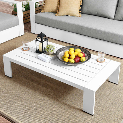 Tahoe Outdoor Patio Powder-Coated Aluminum Coffee Table - White