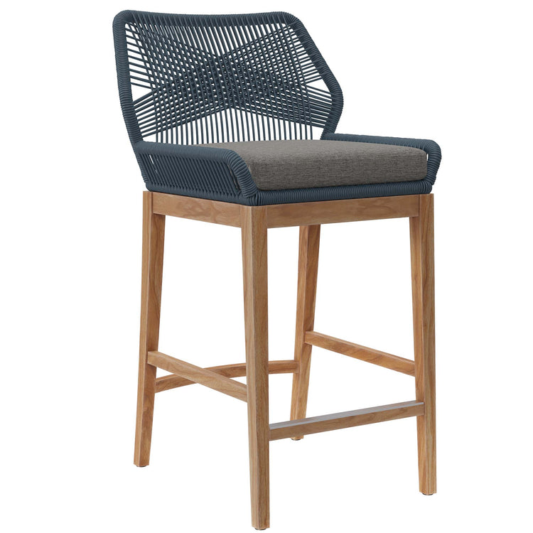 Wellspring 3-Piece Outdoor Patio Teak Wood Bar Set - Blue Graphite