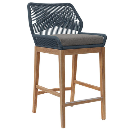 Wellspring 3-Piece Outdoor Patio Teak Wood Bar Set - Blue Graphite