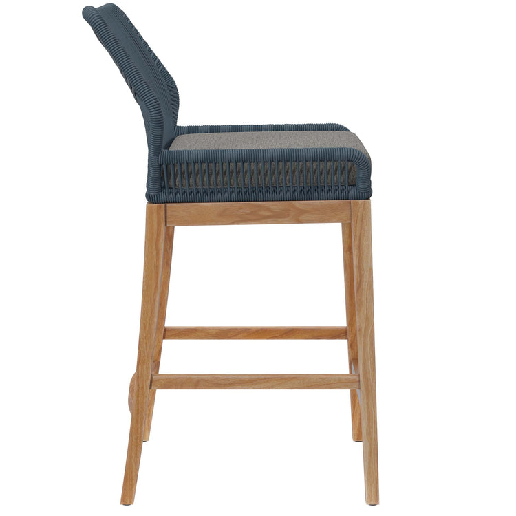 Wellspring 3-Piece Outdoor Patio Teak Wood Bar Set - Blue Graphite