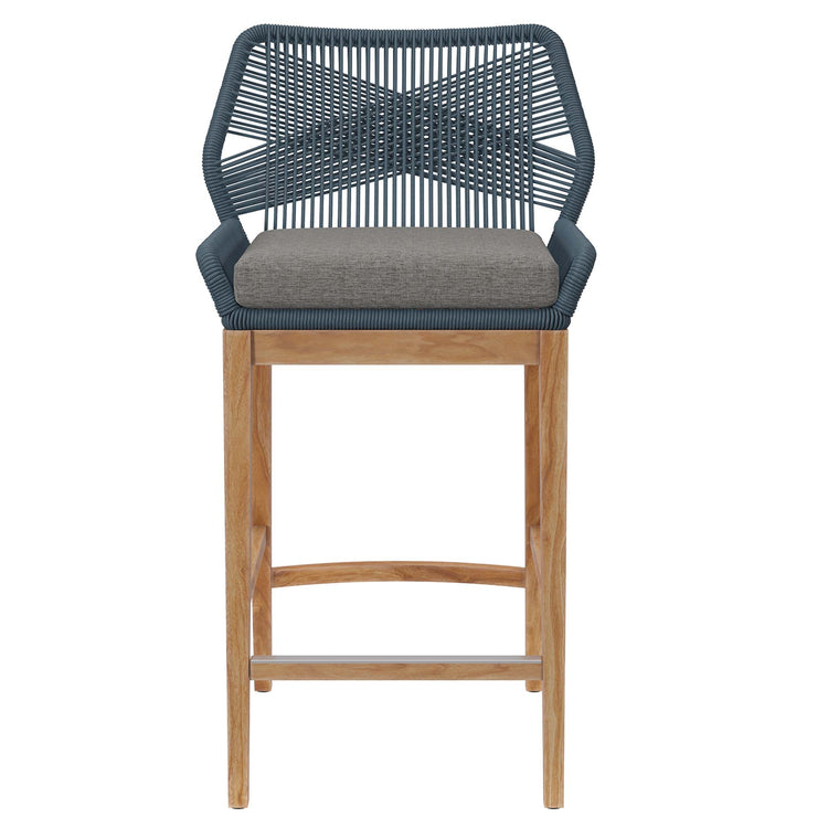 Wellspring 3-Piece Outdoor Patio Teak Wood Bar Set - Blue Graphite