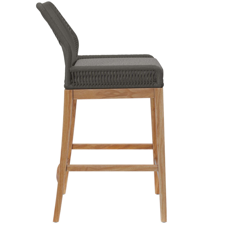 Wellspring 3-Piece Outdoor Patio Teak Wood Bar Set - Gray Graphite