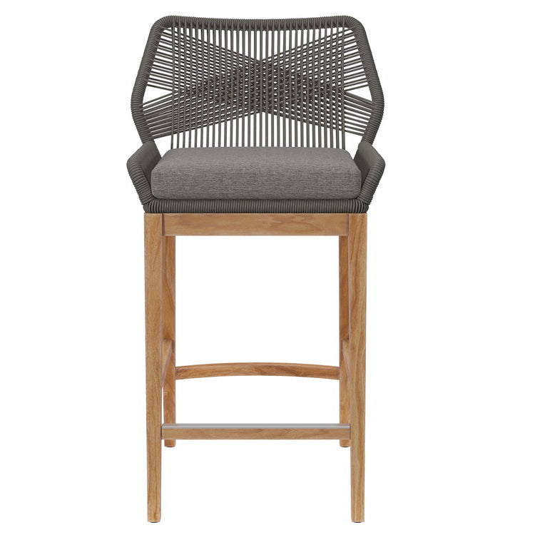 Wellspring Outdoor Patio Teak Wood Bar Stool - Gray Graphite