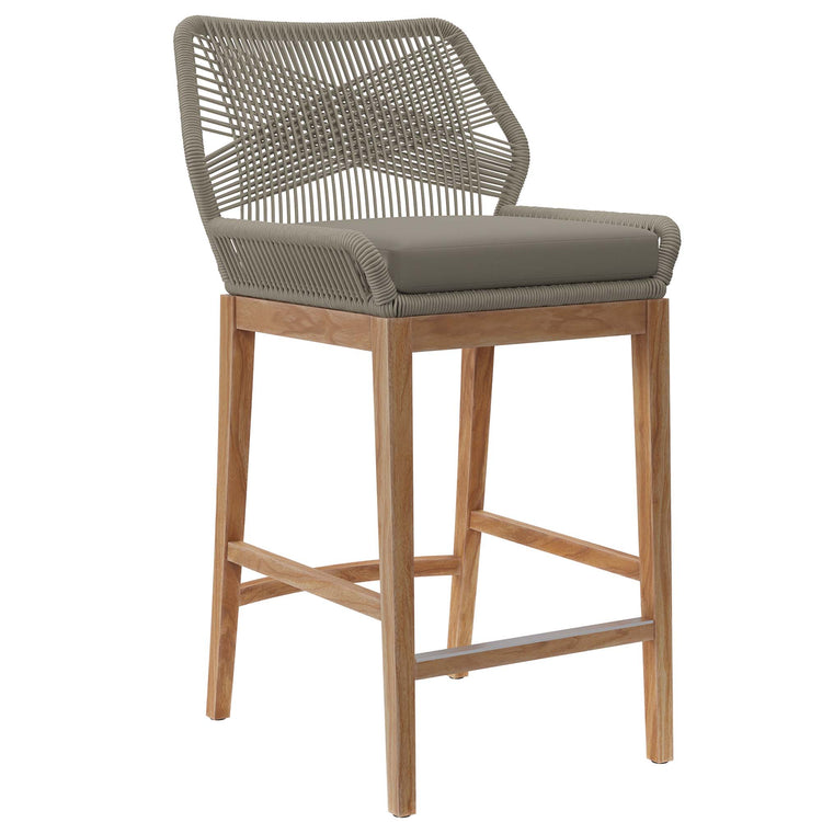 Wellspring 3-Piece Outdoor Patio Teak Wood Bar Set - Light Gray Greige