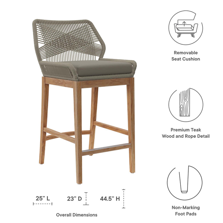 Wellspring 3-Piece Outdoor Patio Teak Wood Bar Set - Light Gray Greige