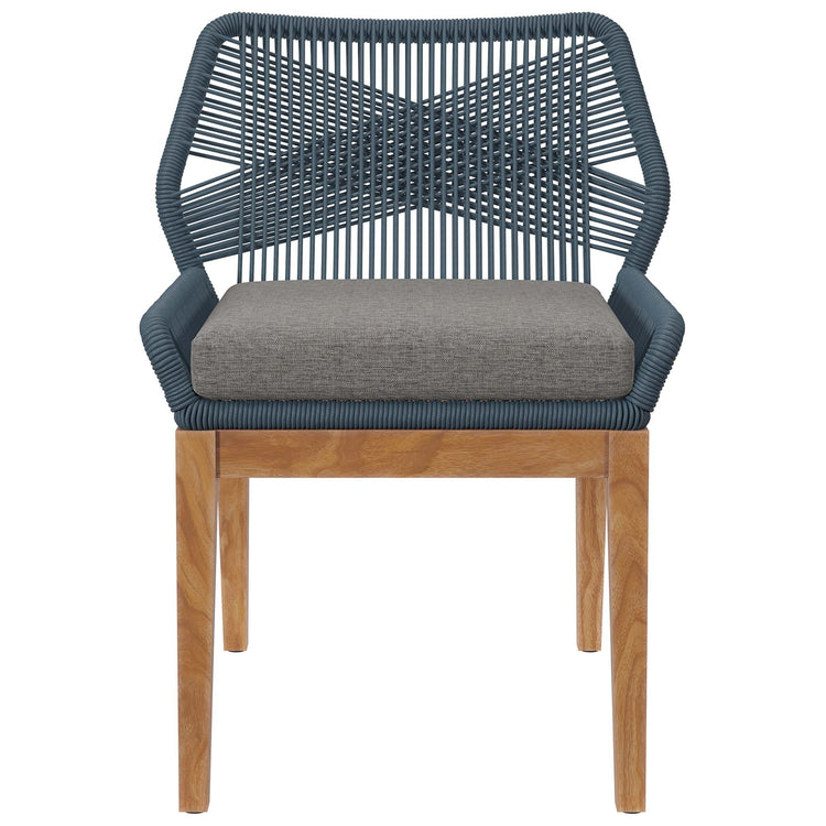 Wellspring Outdoor Patio Teak Wood Dining Chair - Blue Graphite