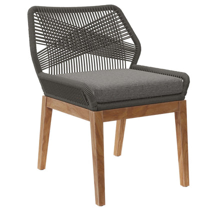 Wellspring Outdoor Patio Teak Wood Dining Chair - Gray Graphite