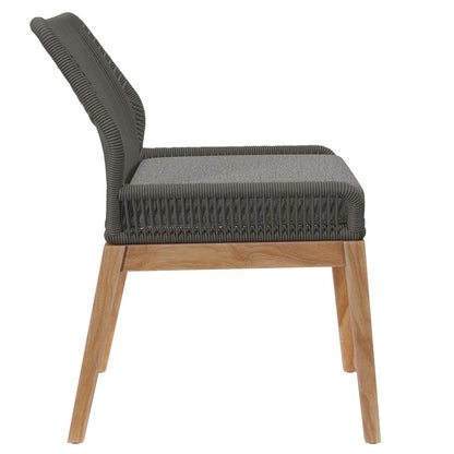 Wellspring Outdoor Patio Teak Wood Dining Chair - Gray Graphite