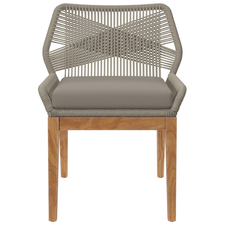 Wellspring Outdoor Patio Teak Wood Dining Chair - Light Gray Greige