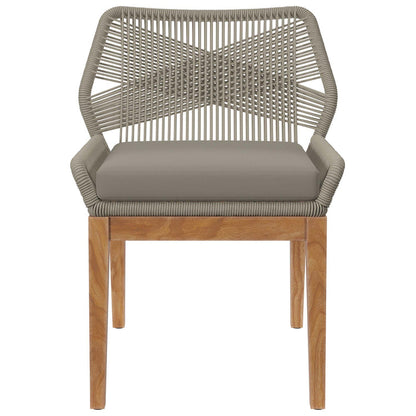 Wellspring Outdoor Patio Teak Wood Dining Chair - Light Gray Greige
