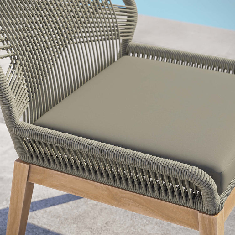 Wellspring Outdoor Patio Teak Wood Dining Chair - Light Gray Greige