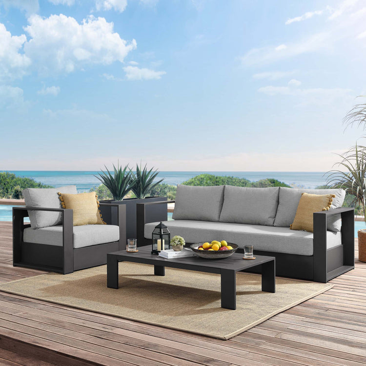 Tahoe 3-Piece Outdoor Patio Powder-Coated Aluminum Set - Gray Gray