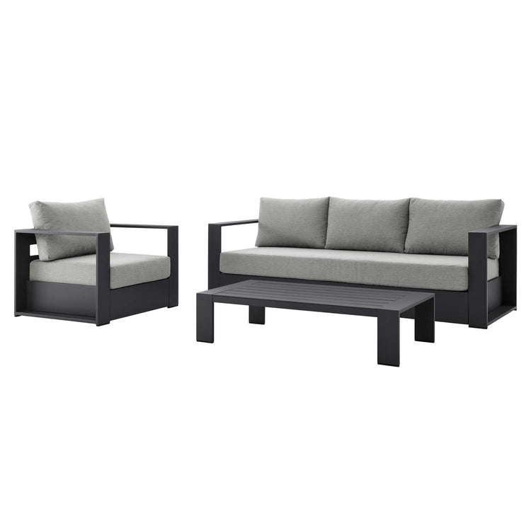 Tahoe 3-Piece Outdoor Patio Powder-Coated Aluminum Set - Gray Gray