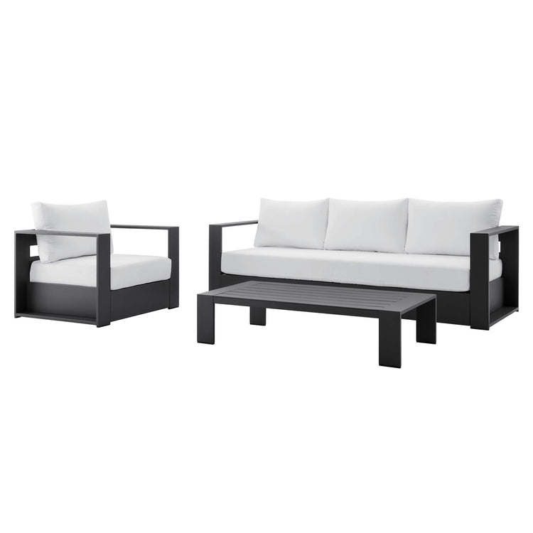 Tahoe 3-Piece Outdoor Patio Powder-Coated Aluminum Set - Gray White