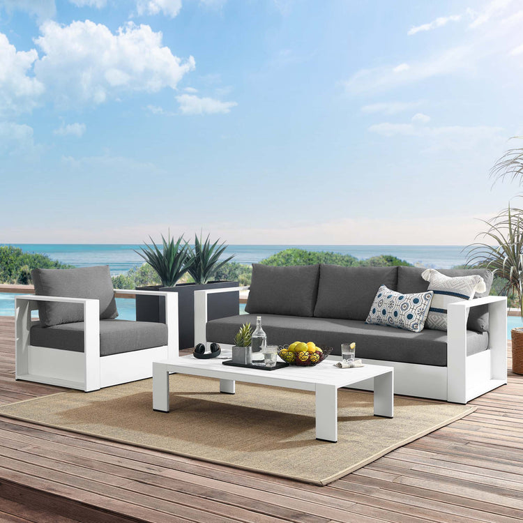 Tahoe 3-Piece Outdoor Patio Powder-Coated Aluminum Set - White Charcoal