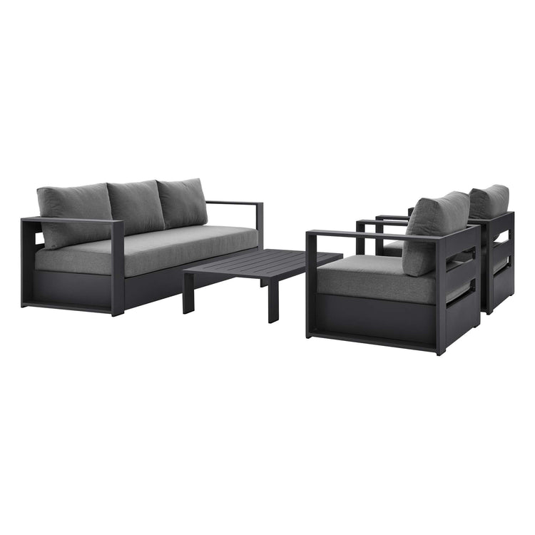 Tahoe 4-Piece Outdoor Patio Powder-Coated Aluminum Set - Gray Charcoal